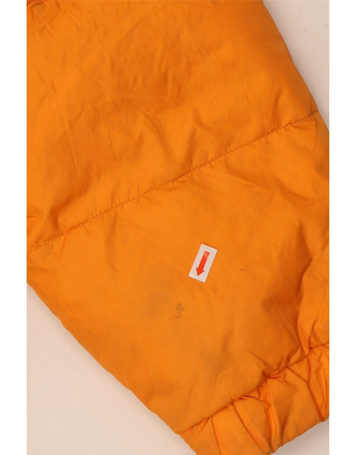 Wattierte Vintage-Herrenjacke mit grafischer Kapuze, UK 42, XL, Orange, Polyester