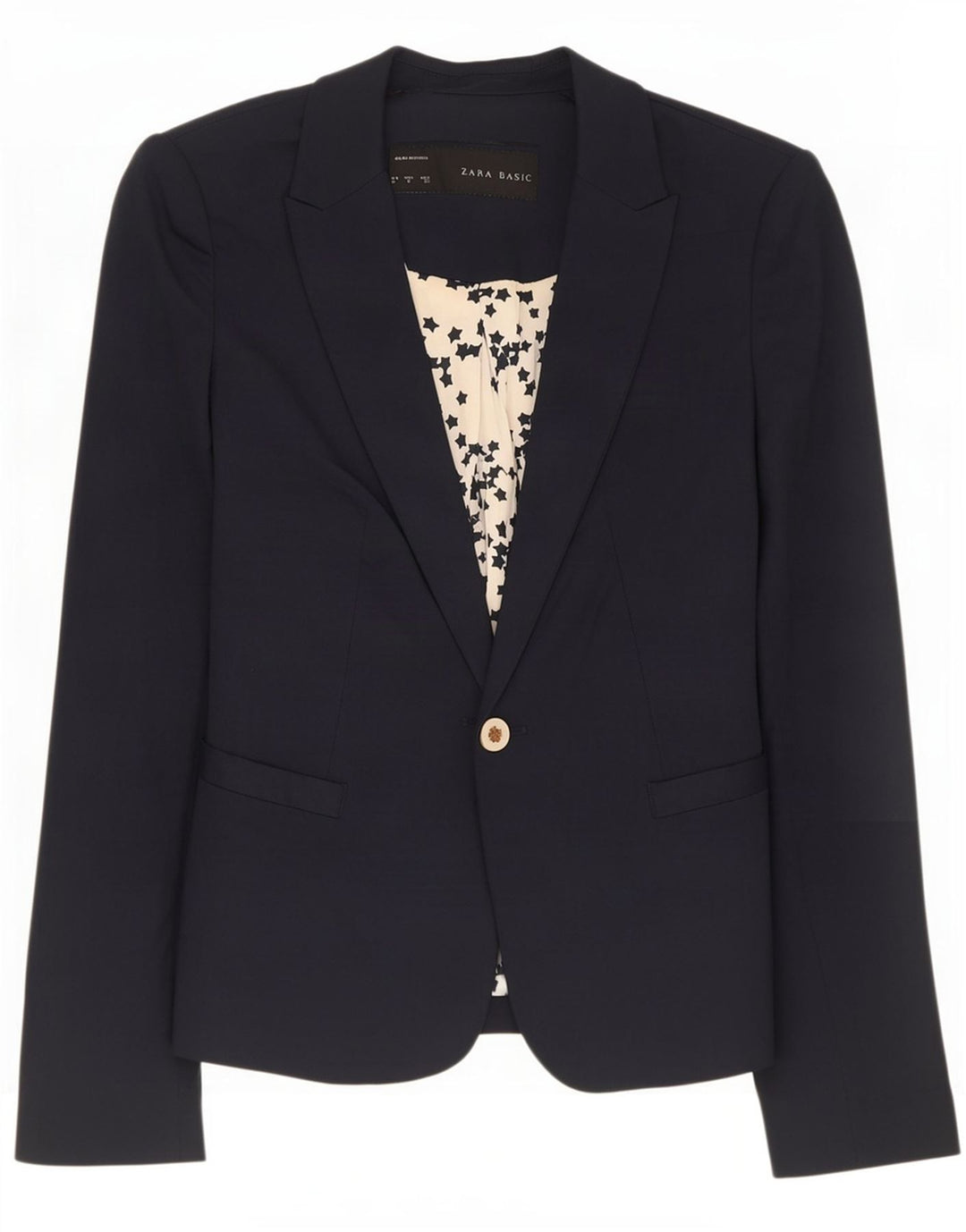Zara Damen 1-Knopf-Blazerjacke UK 10 Small Marineblau