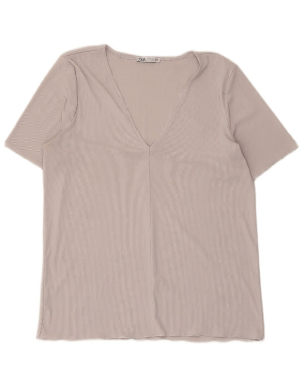 Zara Damen T-Shirt Top UK 14 Large Grau