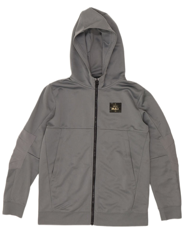 Nike Jungen-Kapuzenpullover mit grafischem Reißverschluss, 12–13 Jahre, großes graues Polyester