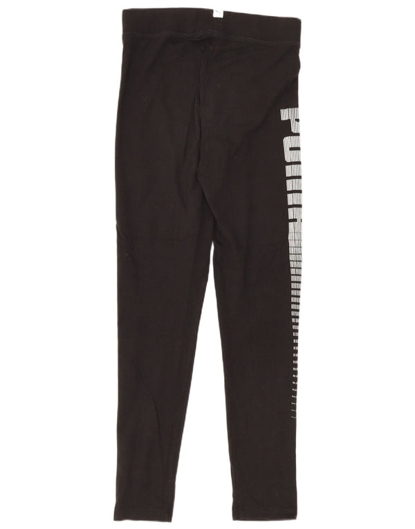 Puma Mädchen-Grafik-Leggings, 13–14 Jahre, schwarze Baumwolle