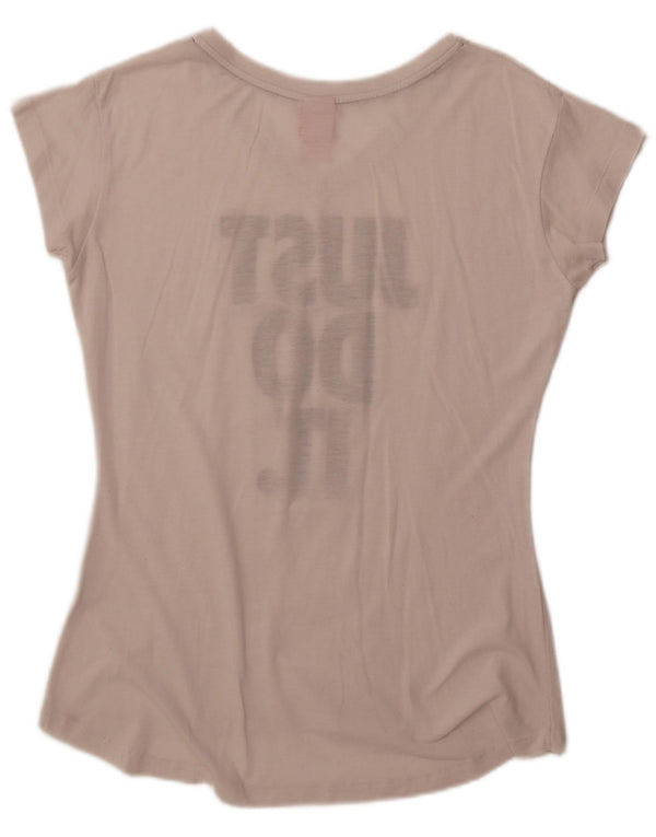 Nike Damen Graphic T-Shirt Top UK 14 Medium Off White