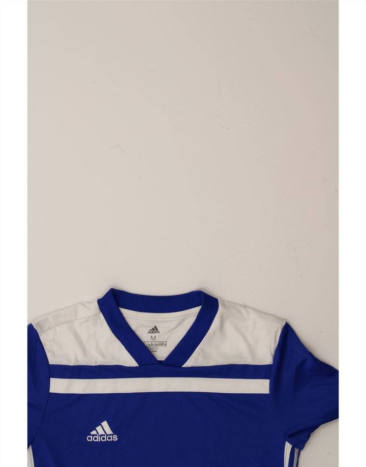 ADIDAS Boys Climalite T-Shirt Top 11-12 Years Medium  Blue Colourblock Vintage Adidas and Second-Hand Adidas from Messina Hembry 