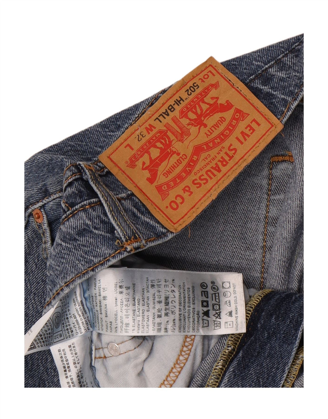 Levi's Herren 502 Tapered Jeans W32 L22 Blaue Baumwolle