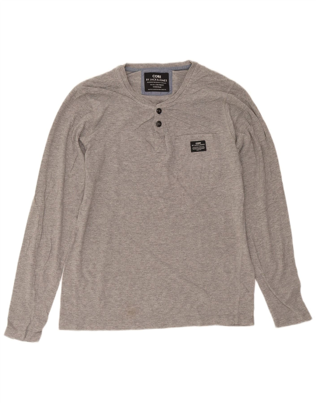 Jack & Jones Herren-Oberteil, langärmelig, groß, grau gefleckte Baumwolle