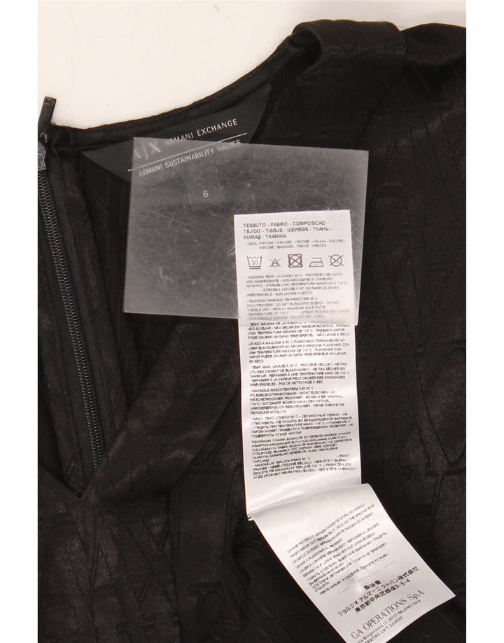 ARMANI EXCHANGE Damen Grafisches ärmelloses A-Linien-Kleid US 6 Medium Schwarz