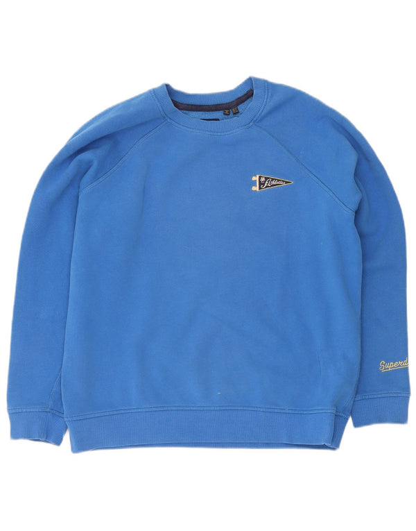 Superdry Damen-Sweatshirt-Pullover in Übergröße, mittelblau, Größe UK 12, Baumwolle