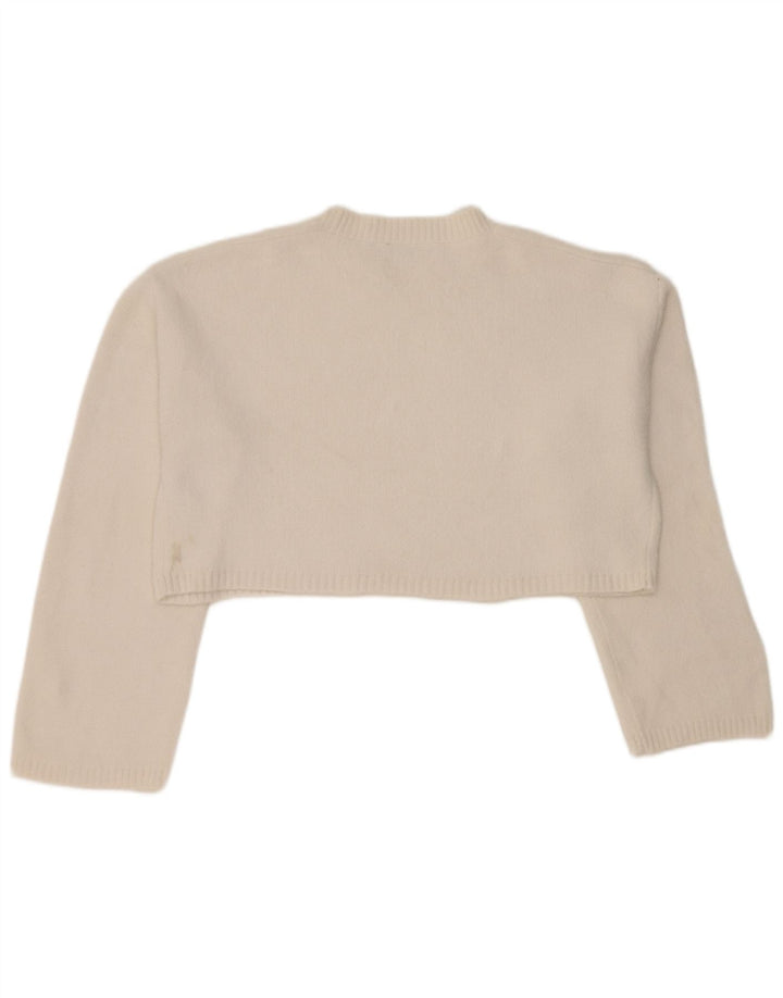 Zara Damen Crop Crew Neck Pullover Pullover UK 14 Medium White Nylon