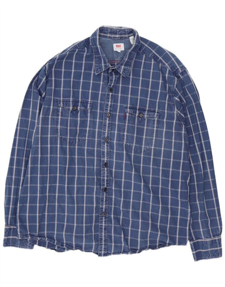 Levi's Herrenhemd XL, blau kariert, Baumwolle