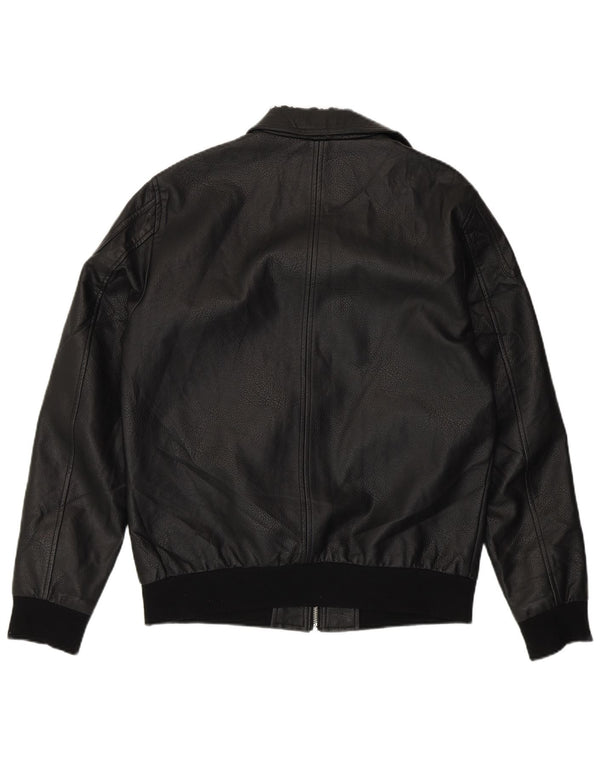 Jack & Jones Herren Kunstlederjacke UK 38 Medium Schwarz Polyester