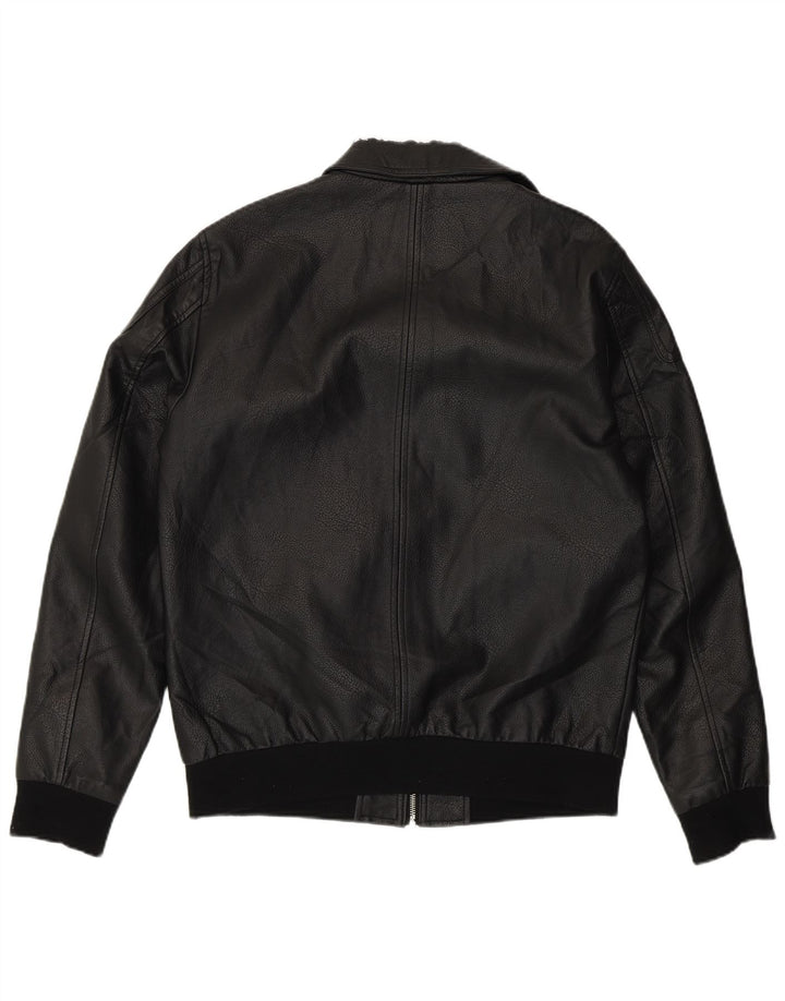 Jack & Jones Herren Kunstlederjacke UK 38 Medium Schwarz Polyester