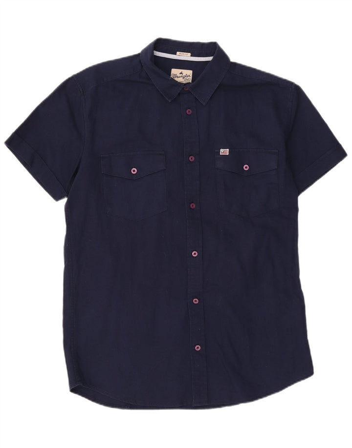 Wrangler Herren-Slim-Fit-Hemd, groß, marineblau, Baumwolle