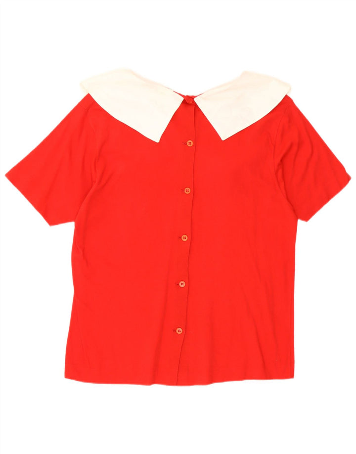Benetton Damen-Blusenoberteil, UK-Größe 44, Mittelrot, Farbblock