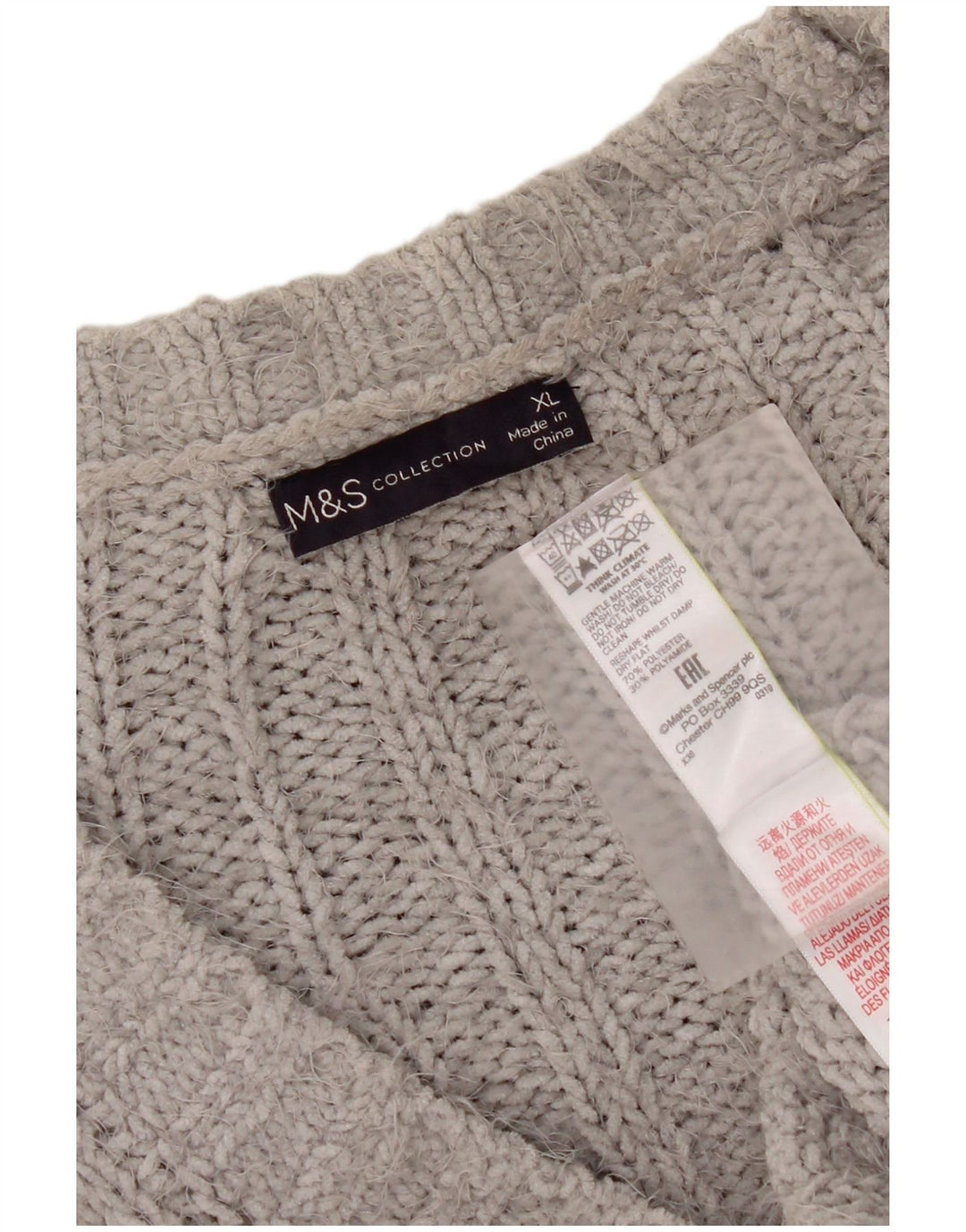 Marks & Spencer Damen-Strickjacke in Übergröße, Gr. 18, XL, Grau, Polyester
