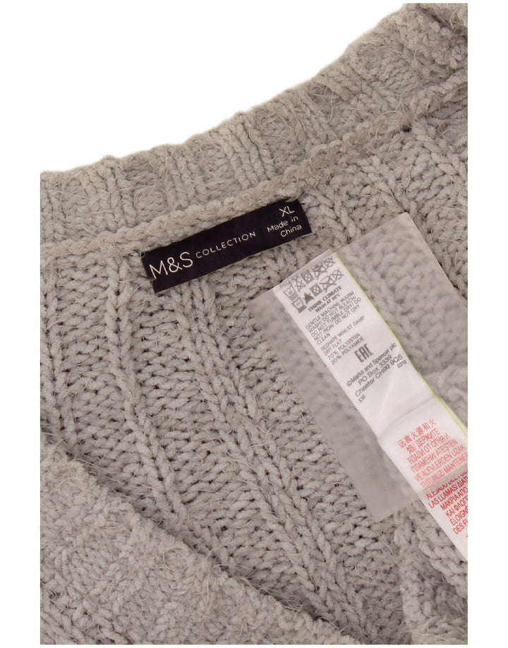 Marks & Spencer Damen-Strickjacke in Übergröße, Gr. 18, XL, Grau, Polyester