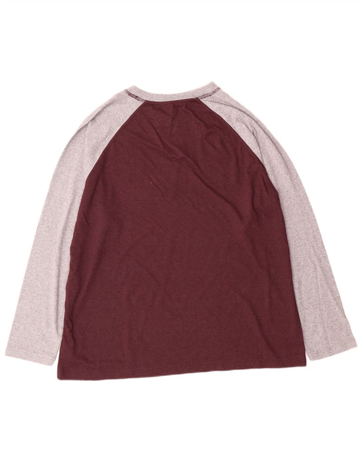 Eddie Bauer Herren-Top, langärmelig, XL, Burgunderrot, Colourblock-Baumwolle