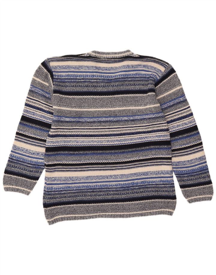 Vintage Damen V-Ausschnitt Pullover Pullover UK 14 Medium Bunt gestreift