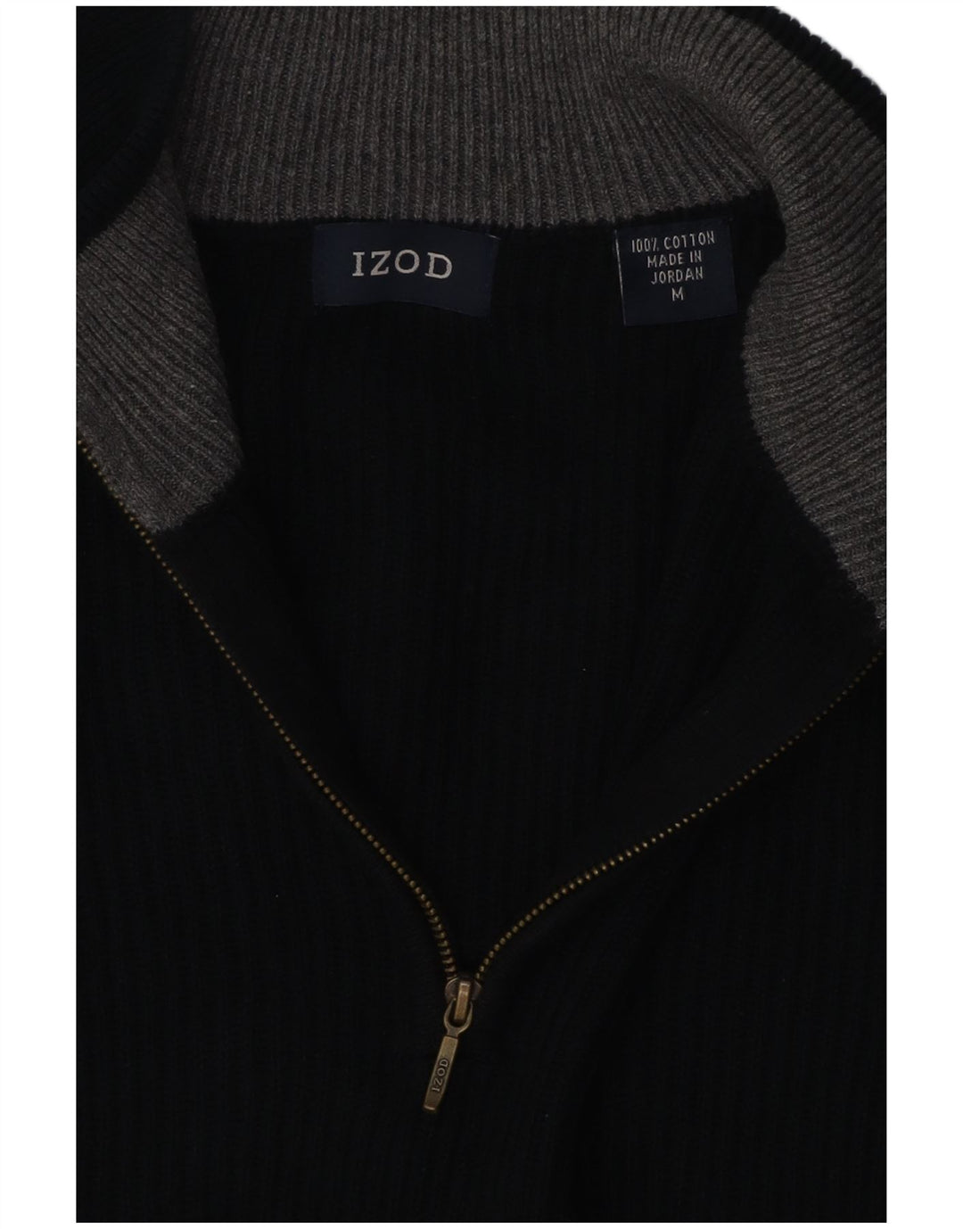 IZOD Herren-Pullover mit Reißverschluss am Hals, mittelschwarze Baumwolle