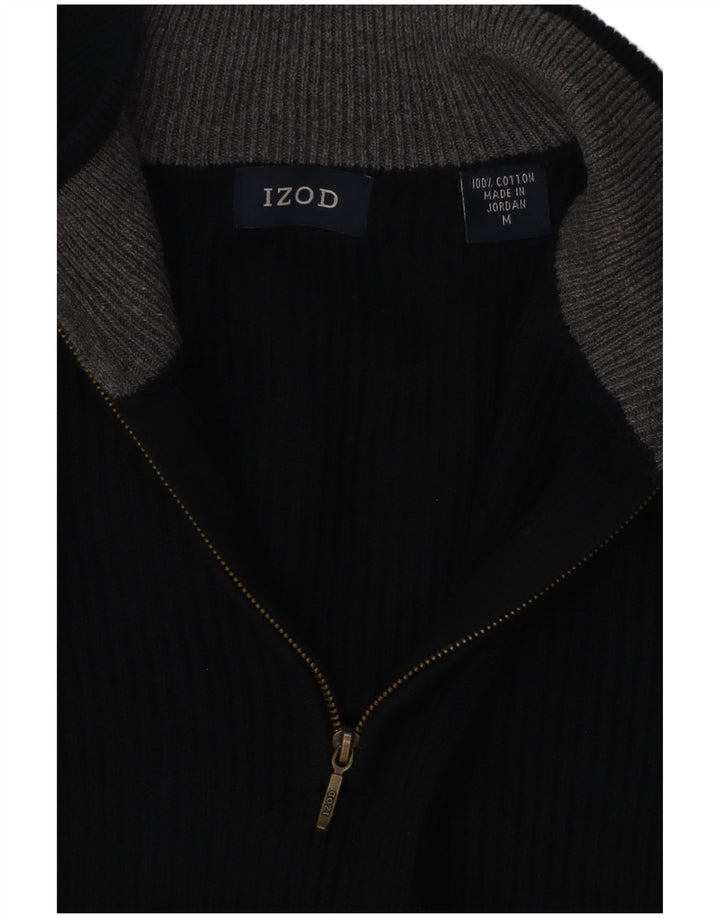 IZOD Herren-Pullover mit Reißverschluss am Hals, mittelschwarze Baumwolle