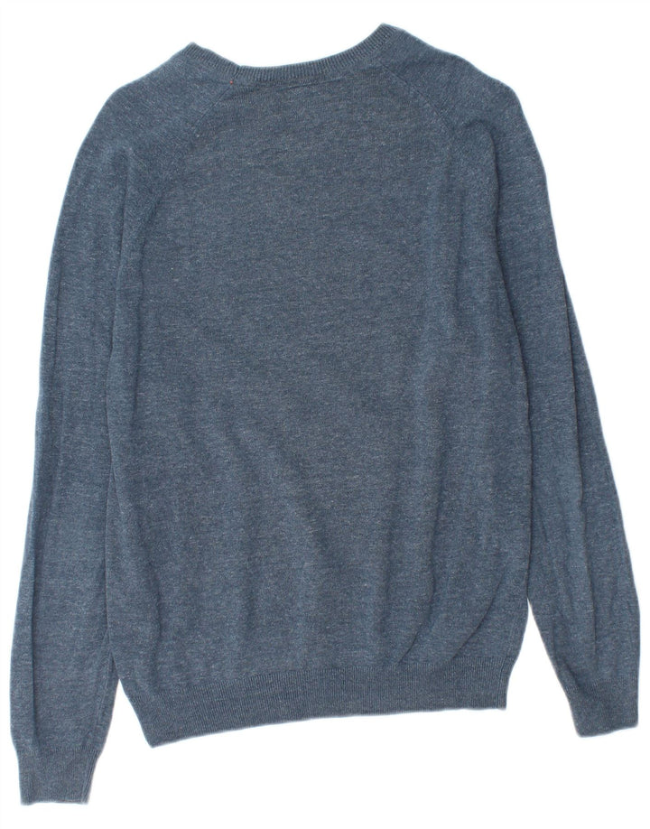 Superdry Damen-Pullover mit U-Boot-Ausschnitt, UK 14, mittelblaue Baumwolle