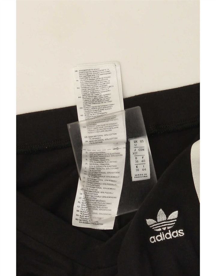 Adidas Damen Leggings UK 12 Medium Schwarz Baumwolle
