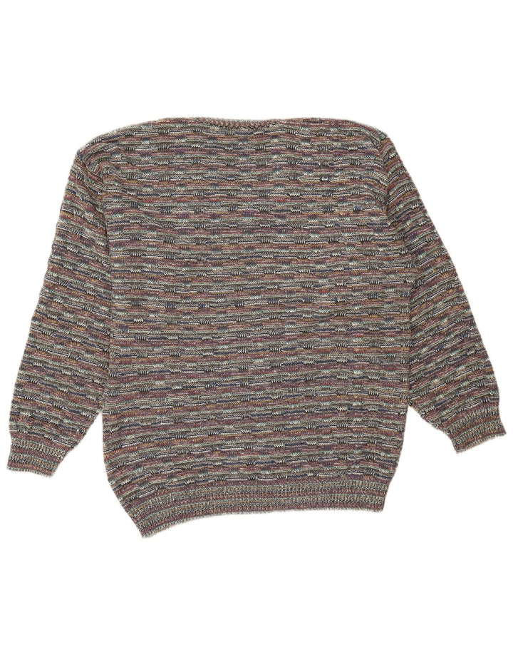 Vintage Herren Pullover mit V-Ausschnitt XL Grau meliert