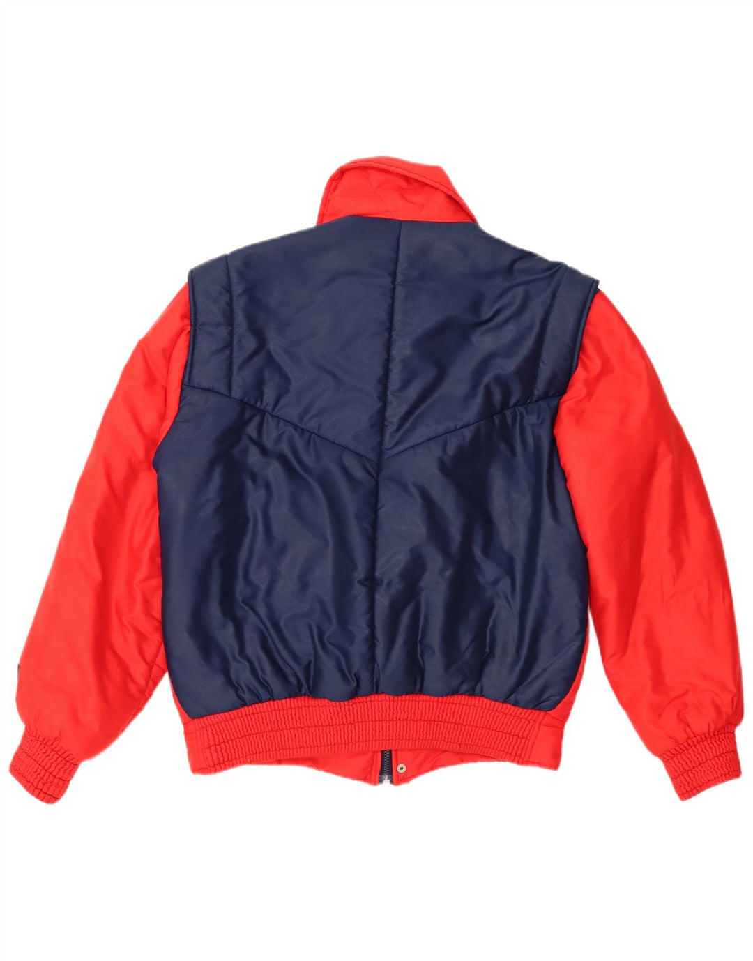 Wattierte Vintage-Herrenjacke IT 48 Mittelrotes Colourblock-Polyamid