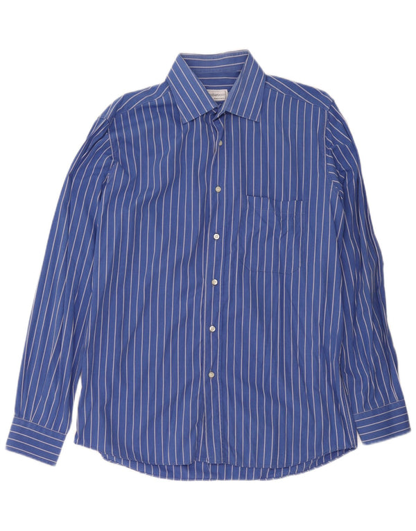 Roccobarocco Herrenhemd Größe 40 15 3/4 Mittelblauer Nadelstreifen