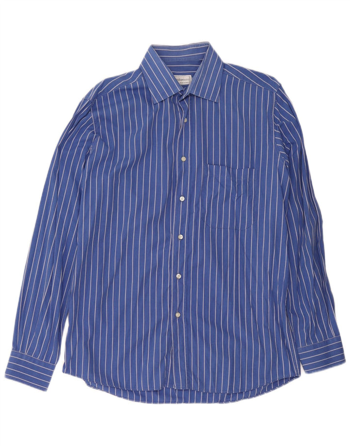 Roccobarocco Herrenhemd Größe 40 15 3/4 Mittelblauer Nadelstreifen