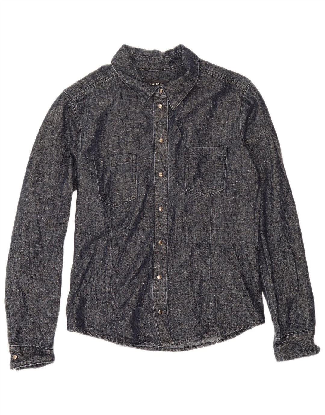 Vintage Damen Hemd UK 12 Medium Marineblau