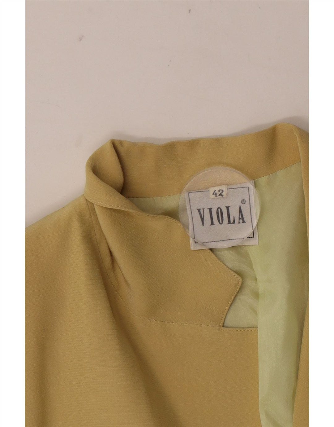 Vintage Damen 3/4 Ärmel Blazer Jacke IT 42 Mittelgelbe Wolle