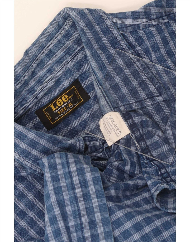 Lee Herrenhemd XL, blau kariert, Baumwolle