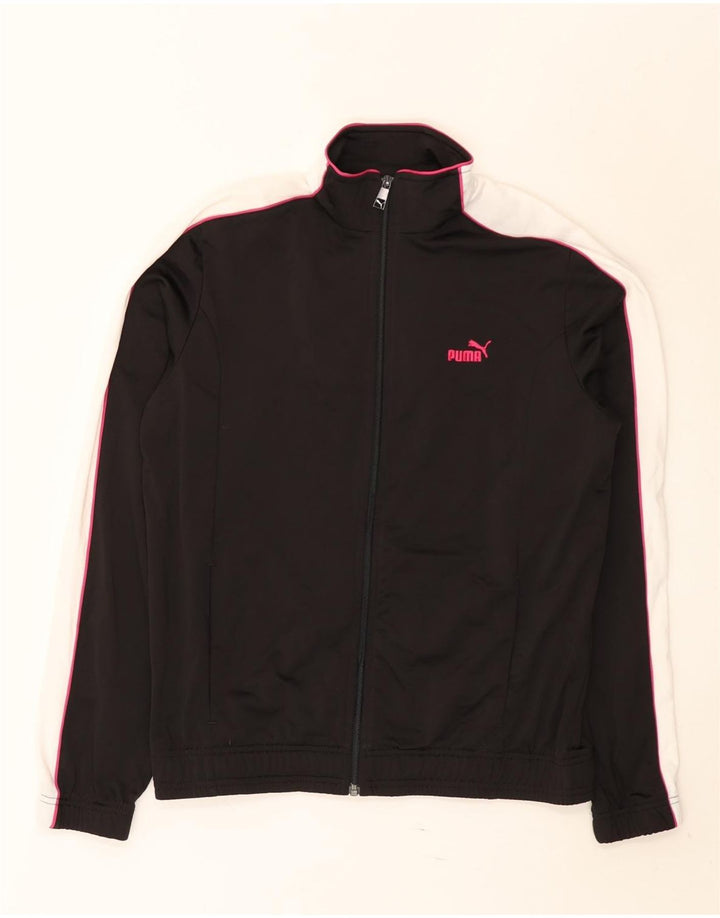 Puma Damen-Trainingsanzug-Top-Jacke, UK 16, großes schwarzes Polyester