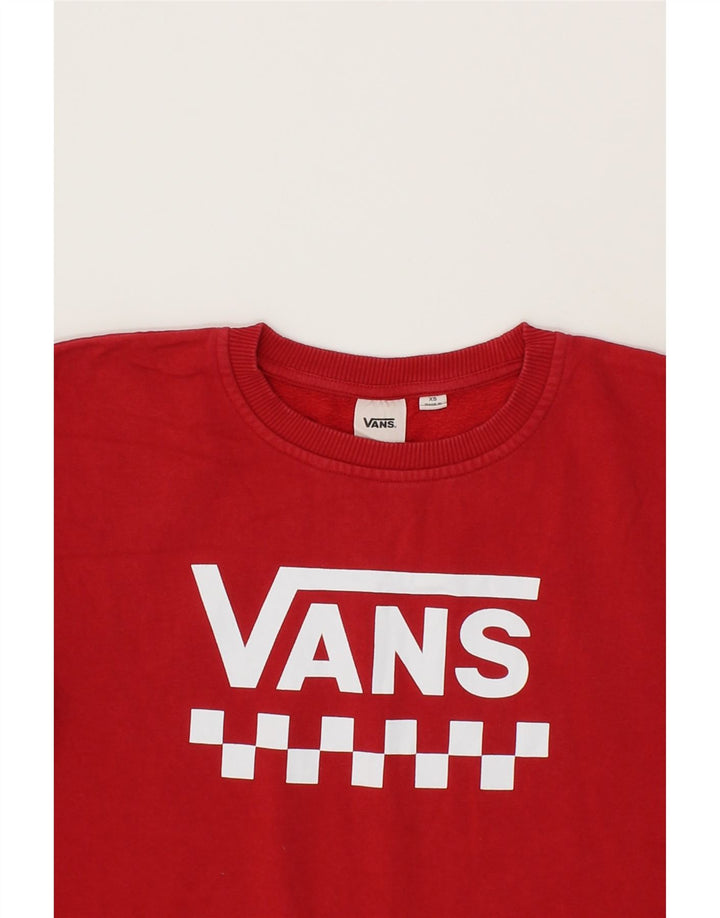 VANS Womens Graphic Oversized Sweatshirt Jumper UK 6 XS Red Vintage Vans and Second-Hand Vans from Messina Hembry 