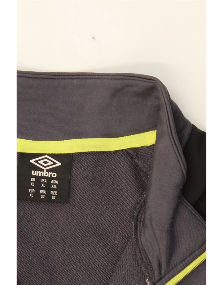 UMBRO Mens Zip Neck Pullover Tracksuit Top XL Grey Colourblock Polyester Vintage Umbro and Second-Hand Umbro from Messina Hembry 