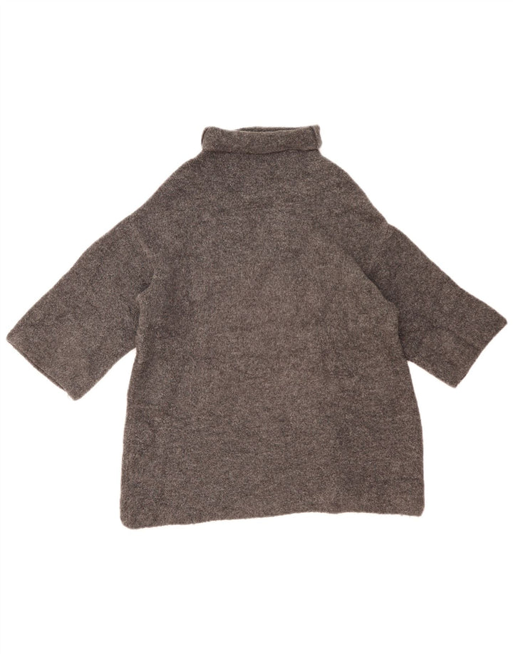 ZARA Damen-Pullover mit 3/4-Ärmeln, übergroßer Rollkragenpullover, Gr. 10, Größe S, Grau