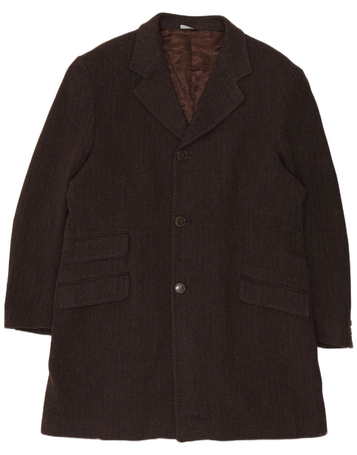 Conbipel Herren Chesterfield Mantel IT 54 XL Braune Fischgrätenwolle