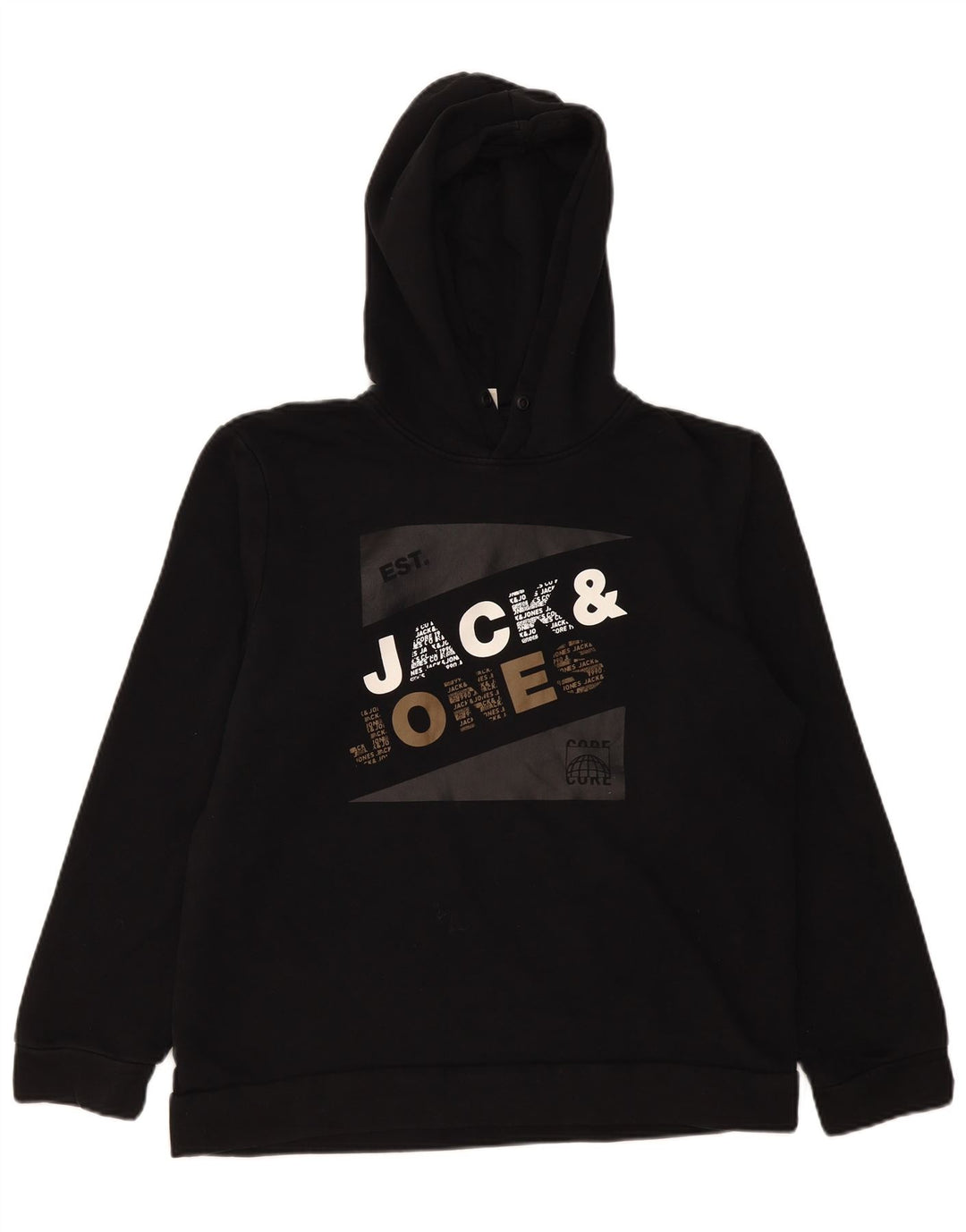 Jack & Jones Herren-Pullover mit grafischem Kapuzenpullover, Größe S, Schwarz