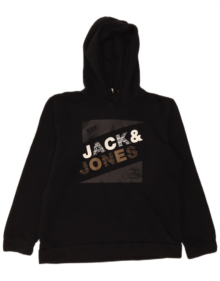 Jack & Jones Herren-Pullover mit grafischem Kapuzenpullover, Größe S, Schwarz