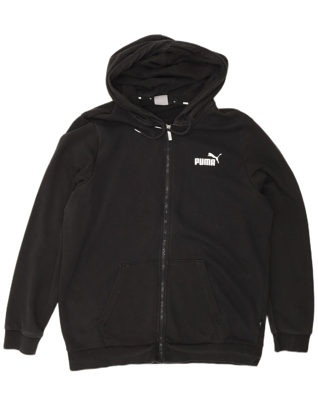Puma Herren-Kapuzenpullover mit Reißverschluss, groß, schwarze Baumwolle