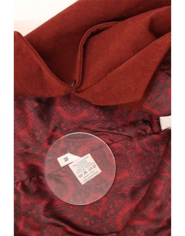 Vintage Damen Weste UK 12 Medium Burgund Polyester