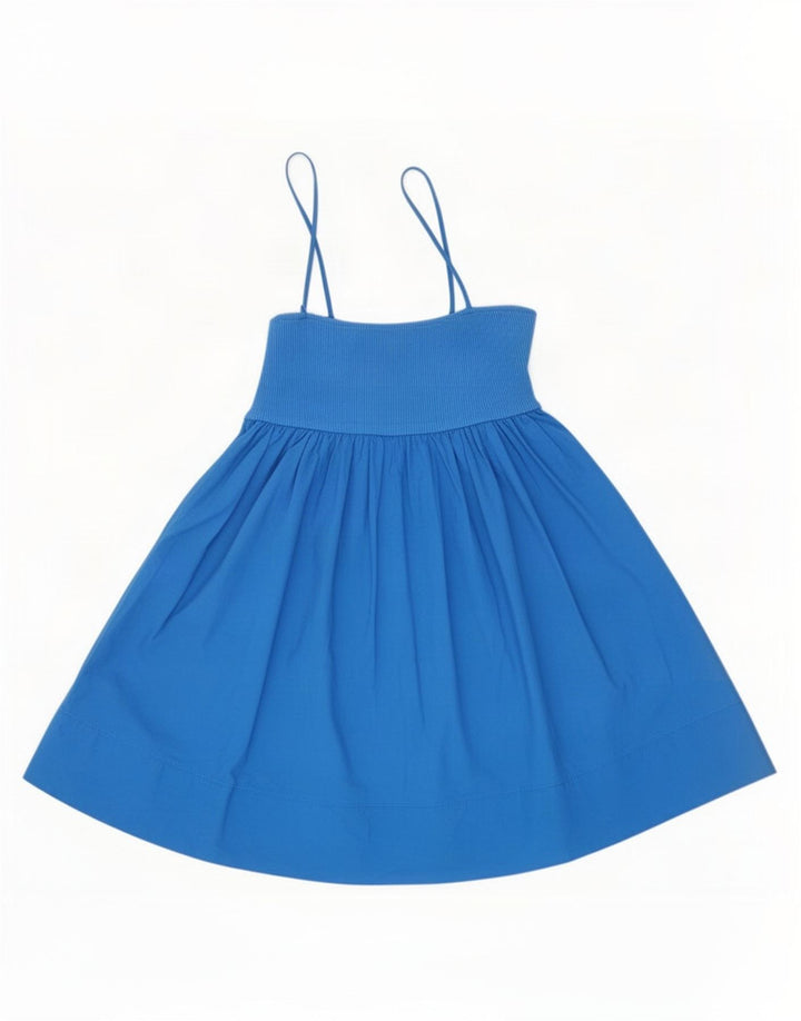 Zara Damen Sommerkleid UK 14 Große blaue Baumwolle