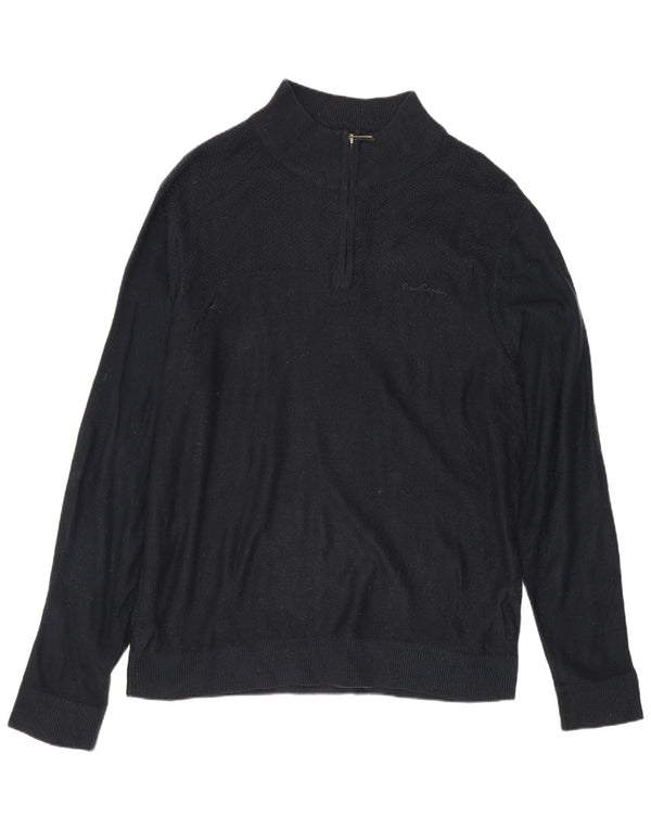 Pierre Cardin Herren-Pullover mit Reißverschluss, XL, schwarzes Acryl
