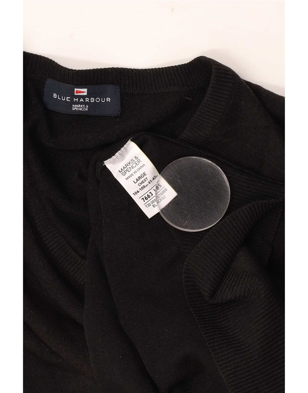 Marks & Spencer Herren-Pullover mit V-Ausschnitt, Gr. 41/43, Größe L, Schwarz