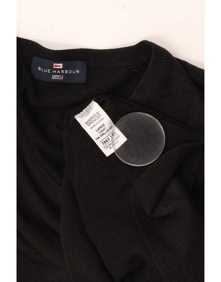Marks & Spencer Herren-Pullover mit V-Ausschnitt, Gr. 41/43, Größe L, Schwarz