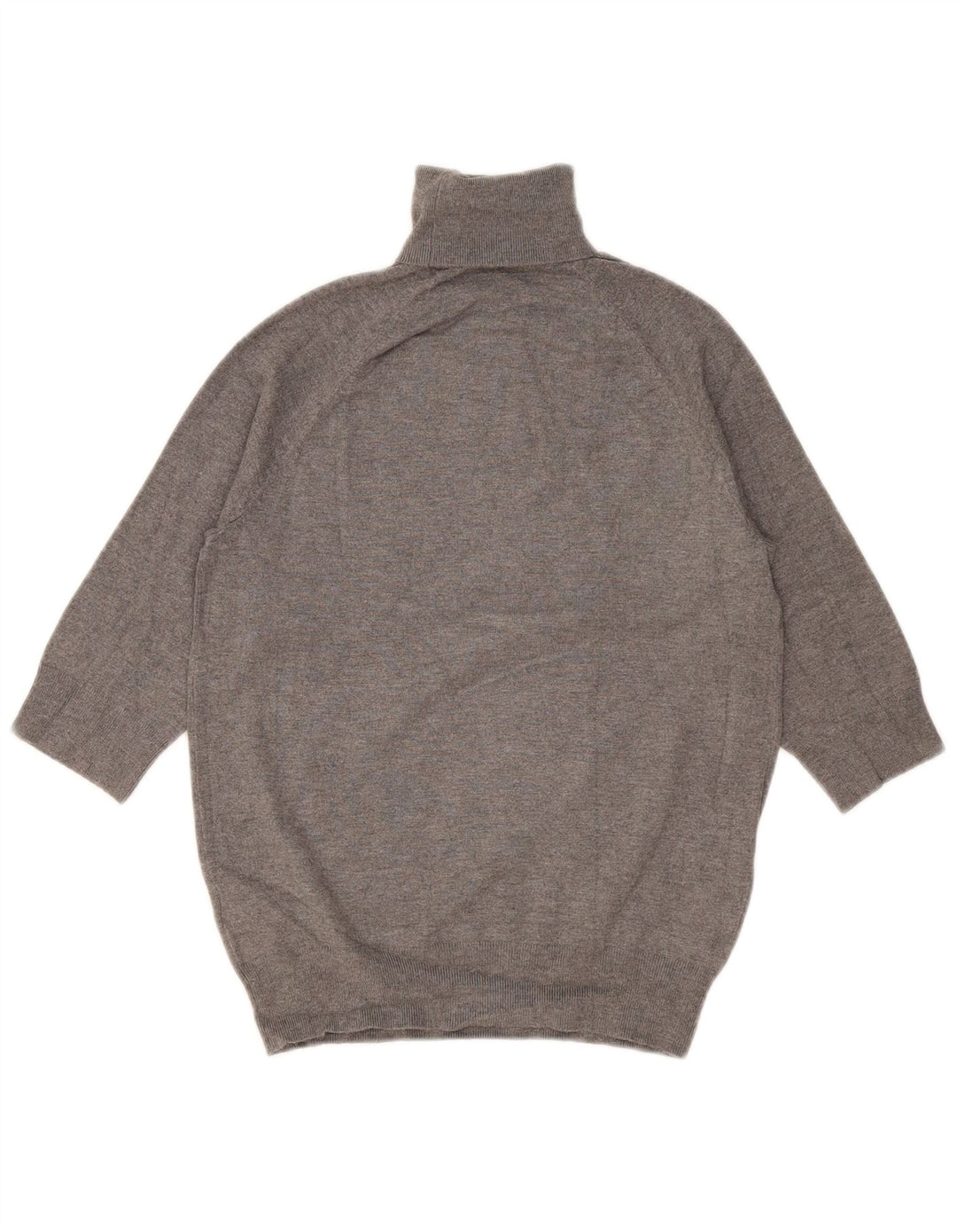 Zara Damen-Pullover mit Rollkragen, 3/4-Ärmel, UK-Gr. 12, mittelgraue Viskose