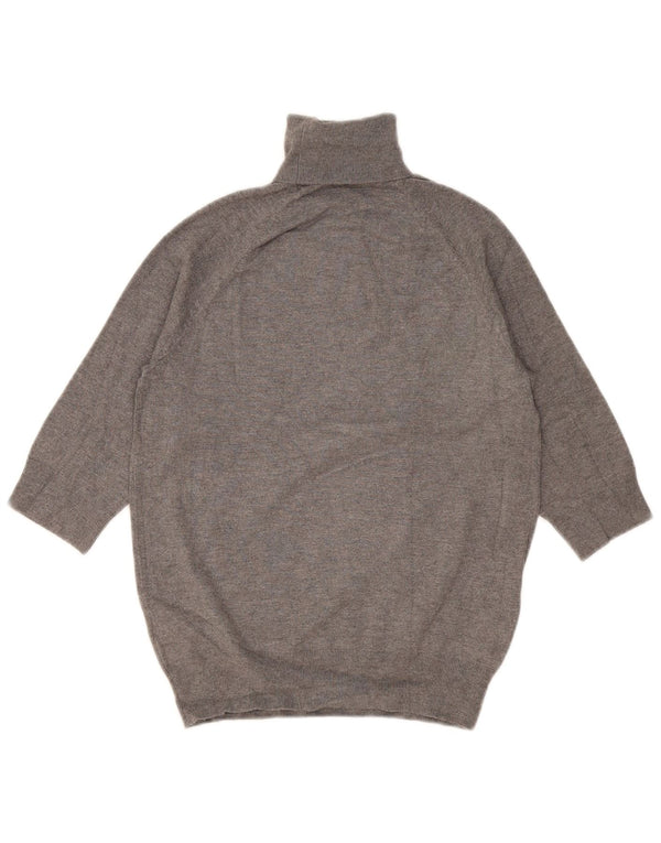 Zara Damen-Pullover mit Rollkragen, 3/4-Ärmel, UK-Gr. 12, mittelgraue Viskose
