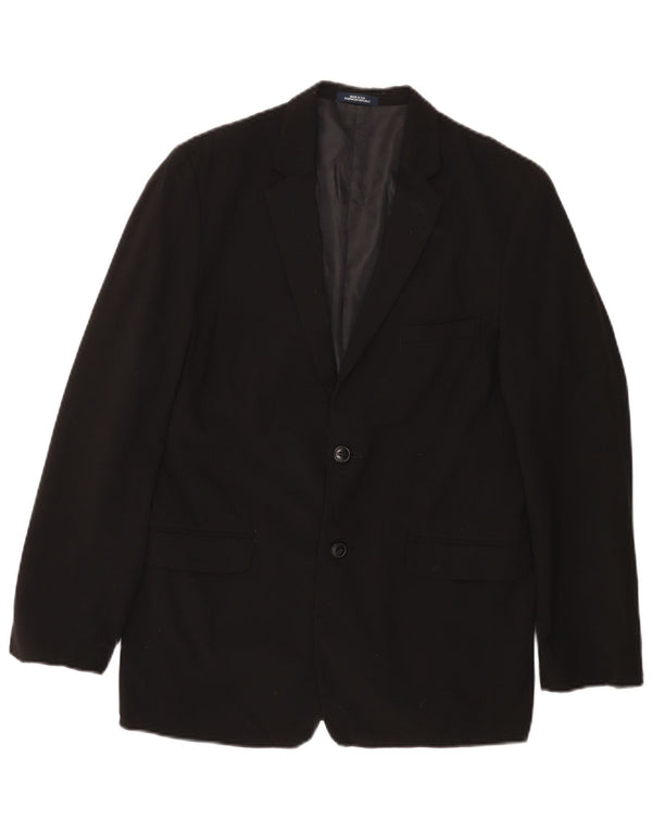VINTAGE Jungen-Blazer mit 2 Knöpfen, 15–16 Jahre, schwarzes Polyester