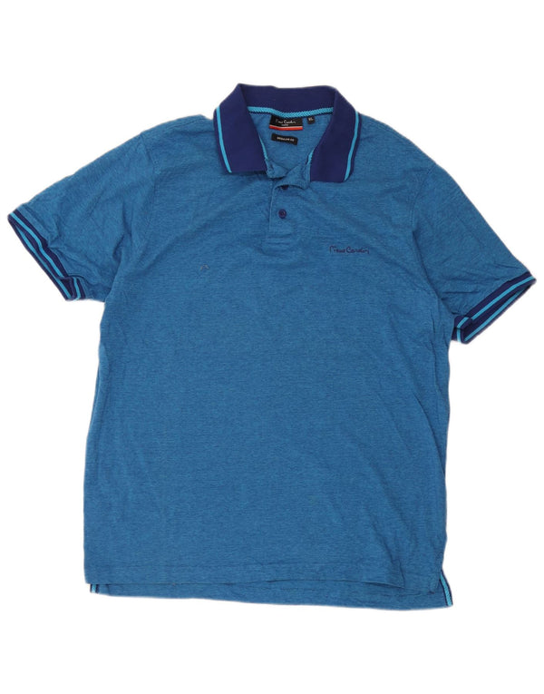 Pierre Cardin Herren-Poloshirt mit normaler Passform, XL, blaue Nadelstreifen-Baumwolle