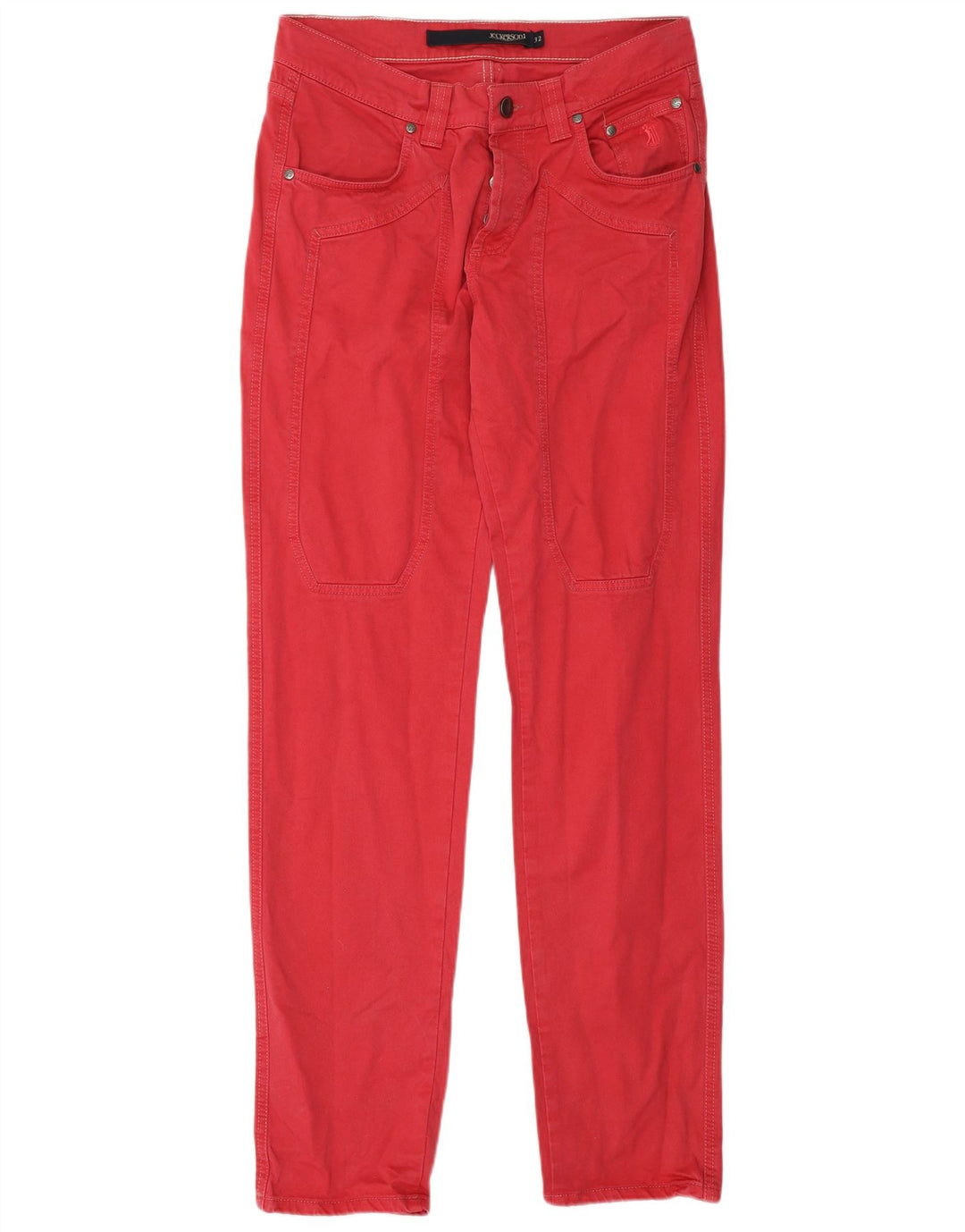 Jeckerson Damen Gerade Freizeithose W32 L34 Rote Baumwolle